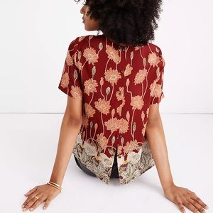 Madewell - 100% Silk - Floral Boxy Blouse - Button Up Back